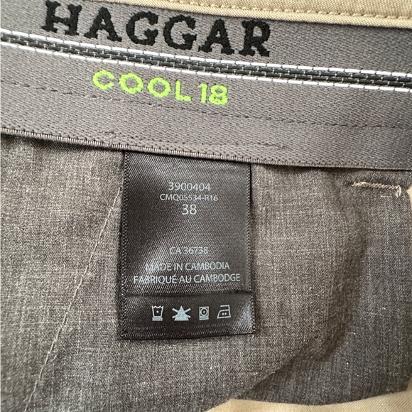 New HAGGAR Mens Cool 18 Golf Shorts Tan Sand Sz 38 Superflex Waistband - Picture 5 of 12